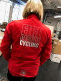The jacket has the FBU badge printed on the right breast and 'Fire Rescue Cycling' on the back.