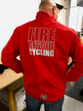 The jacket has the FBU badge printed on the right breast and 'Fire Rescue Cycling' on the back.