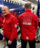 The jacket has the FBU badge printed on the right breast and 'Fire Rescue Cycling' on the back.