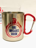 Stainless steel camping mug with carabiner handle!