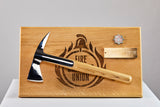 Firefighters Axe presented on oak board