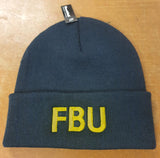 Elasticated woolly beanie hat with the FBU logo stitched on the front