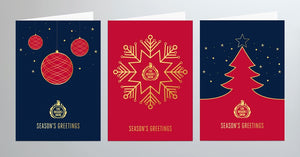 A pack of six quality Christmas cards, consisting of 3 designs with 2 cards in each design