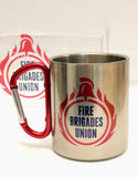 Stainless steel camping mug with carabiner handle!