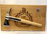 Firefighters Axe presented on oak board