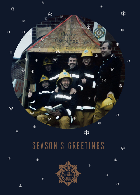 A fantastic vintage photo showing the solidarity of FBU Firefighters during the festive period.